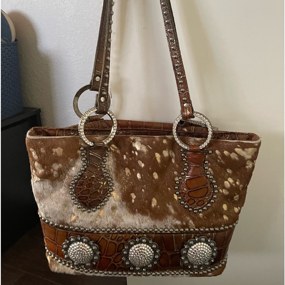 Raviani cowhide and crystal purse